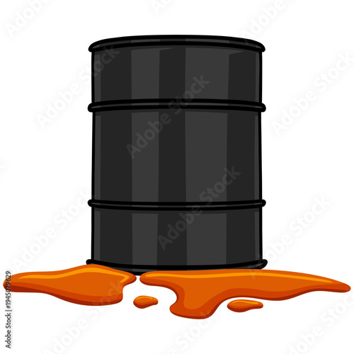 Iranian Crude Oil Barrel Drum Spill Illustration