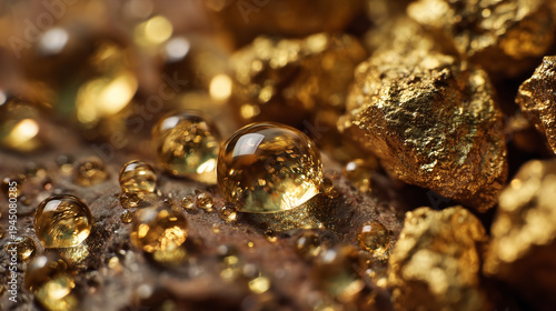 Golden nuggets gleam beneath dewy droplets