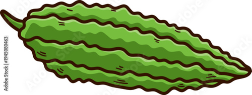 Vektor Kartun Handdrawn Pare Segar