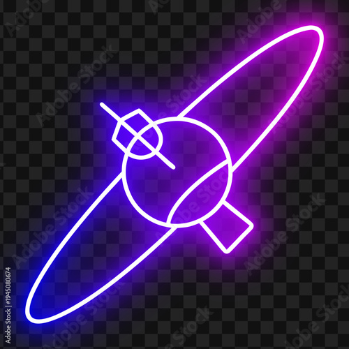 Neon Rocket Ship Icon Futuristic Spaceflight