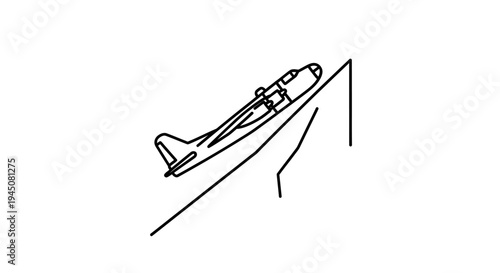 Airplane launching from ramp, concept of innovation and progress