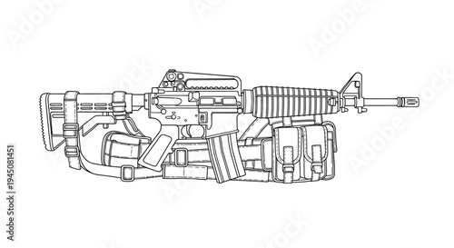 Assault Rifle with Tactical Gear and Ammunition Magazine