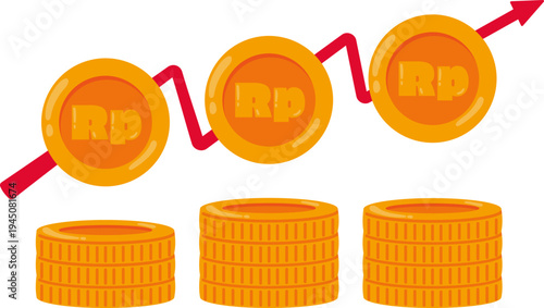 Koin Rupiah Dan Grafik Melambangkan Keuntungan Investasi