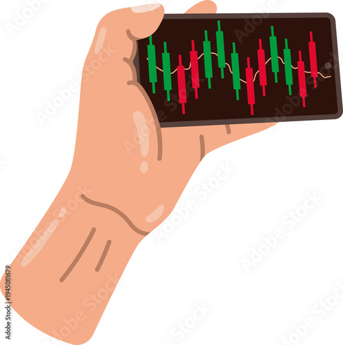 Hands Holding Smartphone Showing Mobile Investment Trading