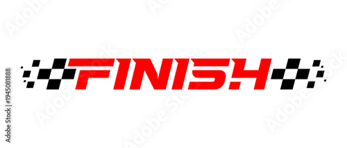 Bold racing-inspired logo featuring the word “FINISH” in striking red typography, flanked by black-and-white checkered flag elements on both sides.