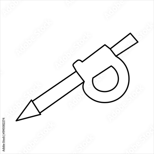 A simple black and white line drawing of a pointed tool with a handle, possibly a probe or awl.
