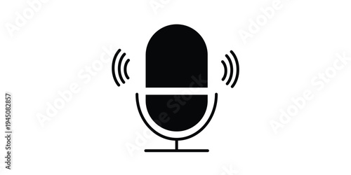 Microphone icon isolated vector illustration.
