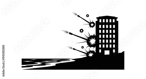 Building Under Attack: Missile Strikes on Coastal City