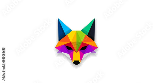 Geometric fox head illustration on white background for design elements
