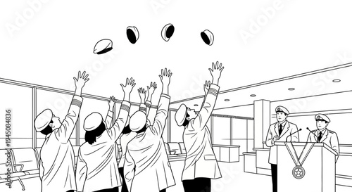 Graduation Ceremony: Students Toss Caps in Celebration, Achieving Success