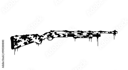 Graffiti Shotgun Silhouette with Dripping Paint Effect