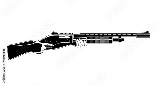 Hand Holding Shotgun, Tactical Firearm, Weapon, Crime, Security, Military, Police, Hunting