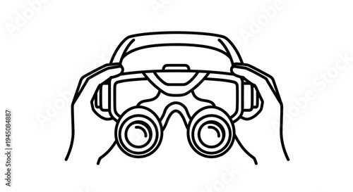 Hands holding VR headset, virtual reality goggles, immersive technology, digital entertainment