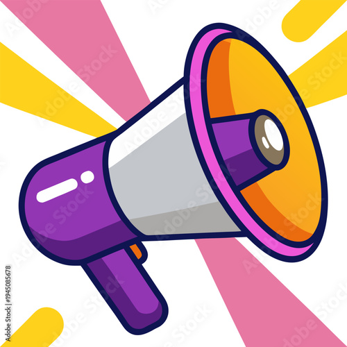Marketing megaphone business icon, creative advertising concept, colorful abstract background vector.