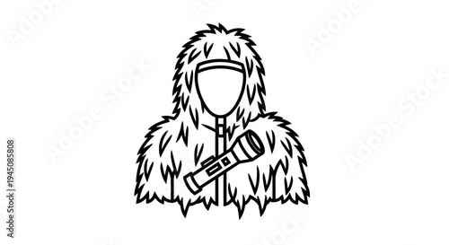 Hunter in Ghillie Suit with Rifle, Camouflage, Stealth, Outdoor Activity