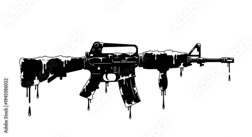 Melting Assault Rifle Silhouette - Symbol of War and Destruction