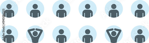 User Profile Icons with Different Poses on White Background avatar person