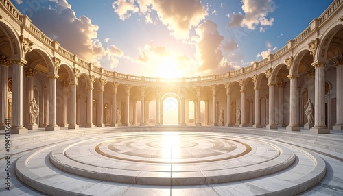 Grand architecture of classical design under a radiant sky during daytime