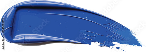 Blue oil paint stroke isolated on transparent background