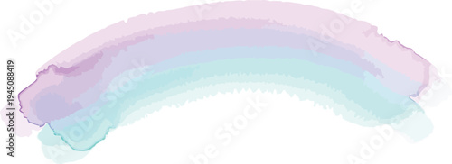 Pastel rainbow watercolor wash stroke isolated on transparent background