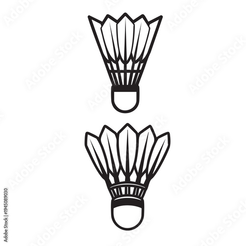 Two black and white shuttlecocks on a white background