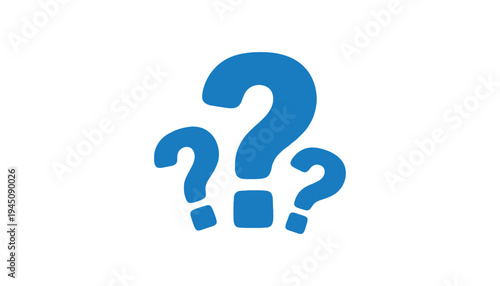 A blue question mark icon illustration on a white background