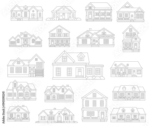 House Architectural Styles Collection: A collection of various house architectural styles. The image shows the diversity of architectural design.