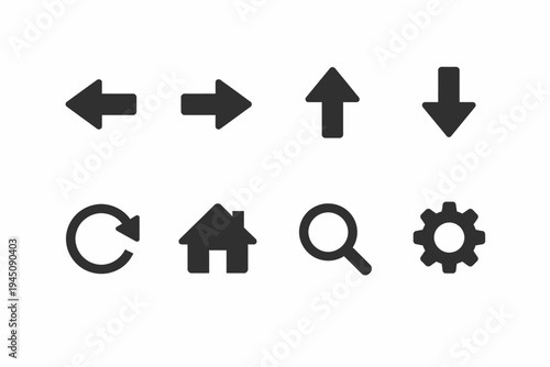 Collection of basic navigation and settings icons