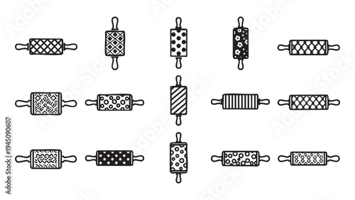 A collection of patterned rolling pins