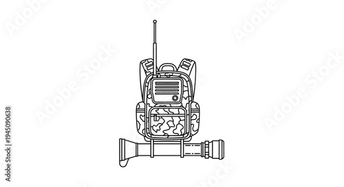 Military Backpack with Rocket Launcher Attachment and Antenna