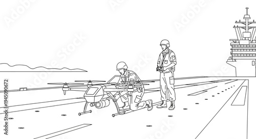 Military Drone Deployment on Aircraft Carrier Deck