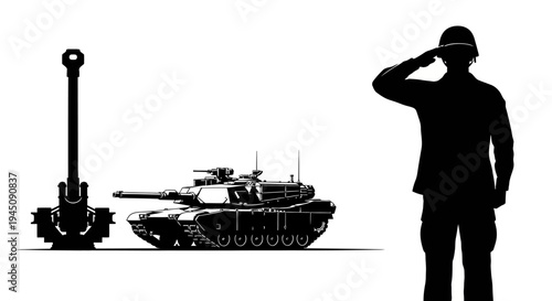 Military Salute: Soldier, Tank, and Artillery - Symbol of Service and Defense
