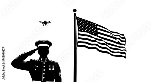 Military Salute: Soldier, Flag, and Jet - Symbol of Patriotism and Service