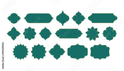 Green label vector icons set for design and branding purposes