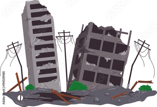 Earthquake Disaster Cracking Tall Building
