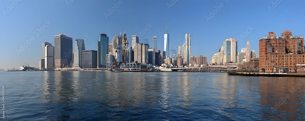 Naklejka premium Chicago skyline reflection on calm lake