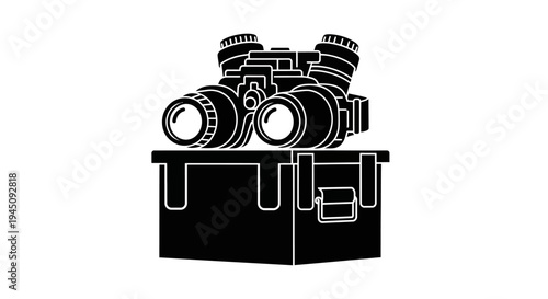 Night Vision Goggles Binoculars Set in Protective Case, Military Tactical Equipment Icon