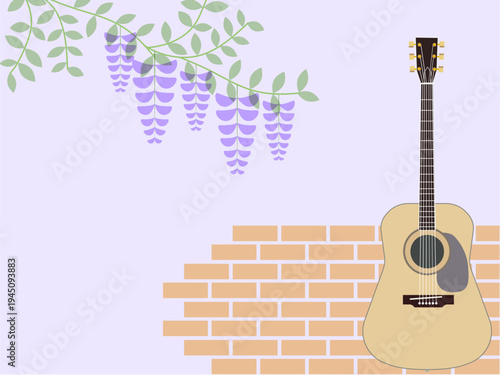 藤の花とギターのバックランド