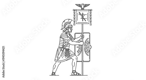 Roman Legionary Soldier with Aquila Standard and Scutum Shield