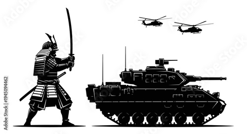 Samurai Warrior vs Modern Tank and Helicopters - Historical vs Technology