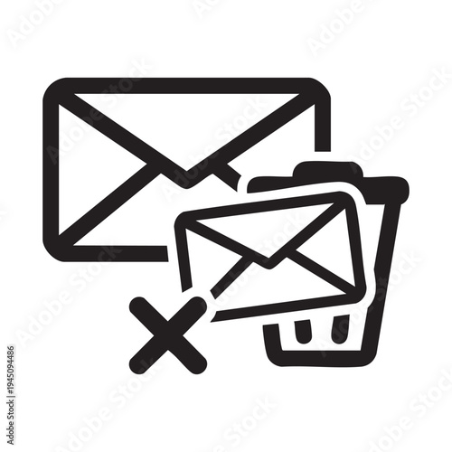 Icon of deleting emails into a trash can