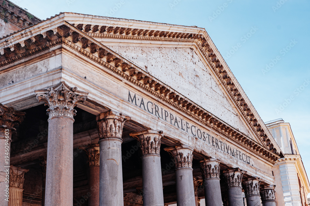 Fototapeta premium Exploration of ancient Roman architecture at a historical building in Rome, Italy