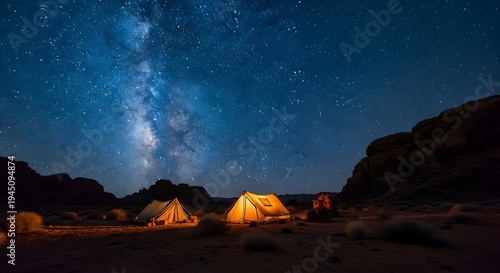 星降る夜：砂漠の遠征キャンプ