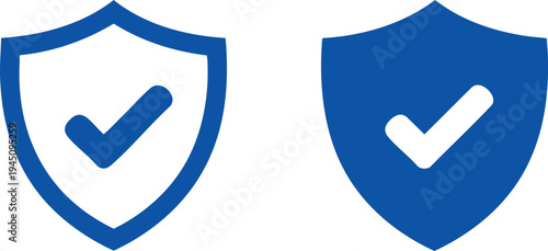 Shield Protection with Verified Checkmark, Digital Security and Safety Badge Icons, Cybersecurity Verification and Trust Symbols, vector, illustration, silhouette.