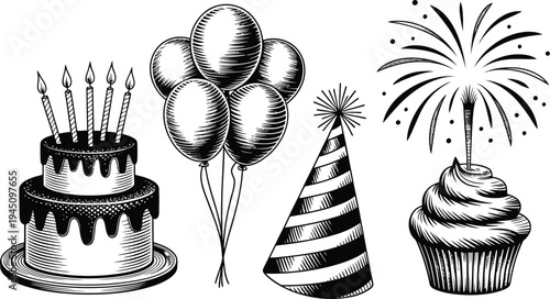 Celebratory treats and decorations for a festive occasion