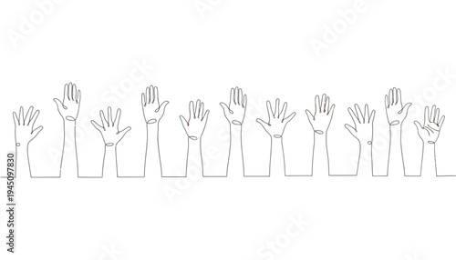 A colorful illustration of hands raised in unity and solidarity together