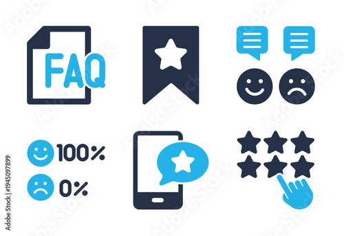 Feedback icon set. Solid glyph series icons