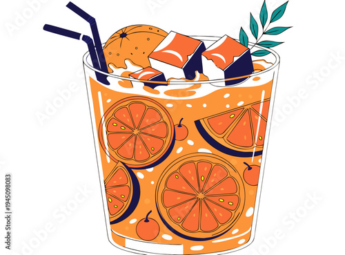 fresh orange juice glass vector isolated transparent background