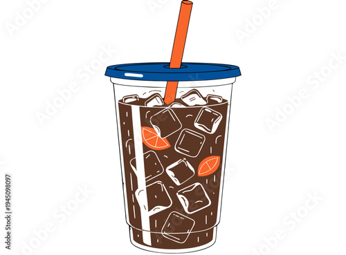iced coffee plastic cup vector isolated transparent background