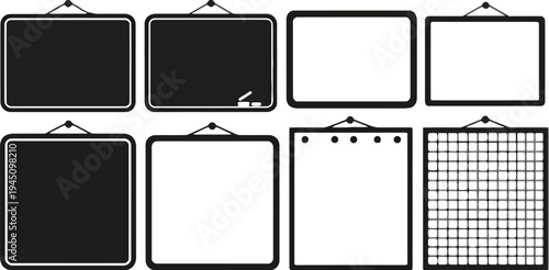 A set of blank blackboard icons in various styles and layouts